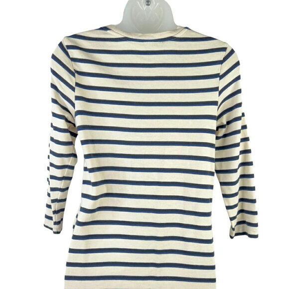 Marine Layer Gigi Long Sleeve Crew Neck Dress Small Ivory Navy Black W/Pockets - Picture 6 of 12